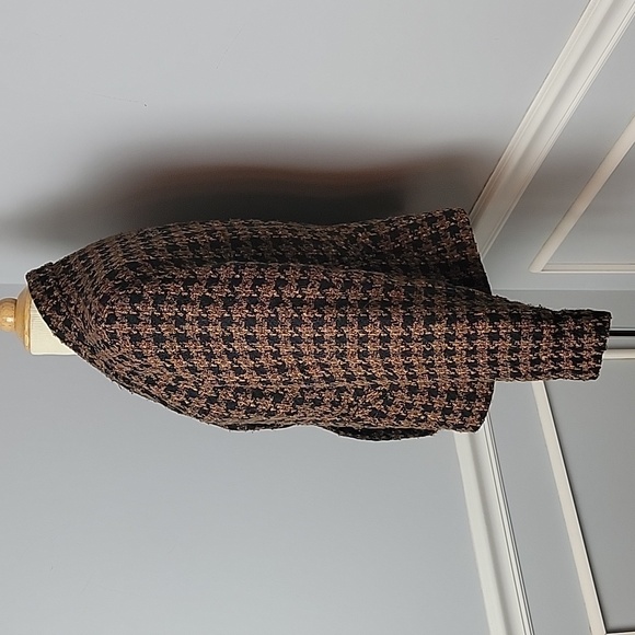 STYLE & CO. Petite Brown Black Tweed Houndstooth 3 Button Lady Jacket Blazer 14P - Picture 2 of 10